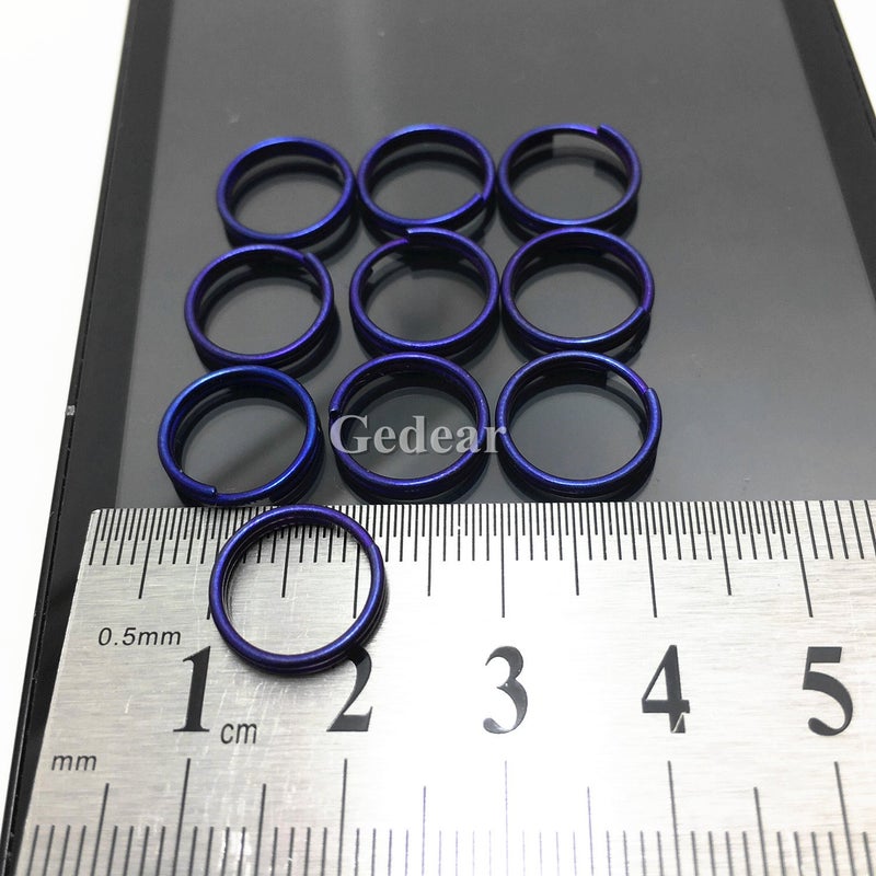 TIKING 10pcs/lots 0.47"/12mm Micro Titanium Ti Split Key Ring Keychain EDC Small Keyring Anodized Blue(12mm) - Image 3